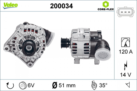 Alternator (14V, 120A) potrivit BMW 3 (E36), 3 (E46), 5 (E39), 5 (E60), 5 (E61), 7 (E38), X5 (E53), Z3 (E36) 2.0-3.0D 01.91-12.10 [0]