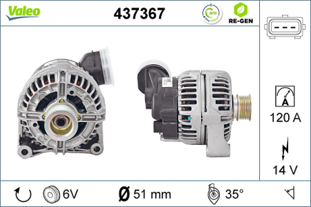 Alternator potrivit BMW 3 (E36), 3 (E46), 5 (E39), 5 (E60), 5 (E61), 7 (E38), X5 (E53), Z3 (E36) 2.0-4.4 1991-2010 (14V, 120A) [2]