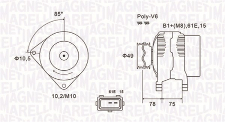 Alternatoare Electromotoare - Alternator potrivit BMW 3 (E46), 5 (E39), 7 (E38), Z3 (E36) 2.0-3.5 1995-2006 - (14V, 120A)
