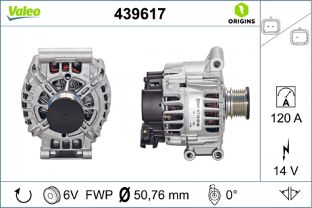 Alternator (14V, 120A) potrivit CITROEN BERLINGO MULTISPACE, BERLINGO/MINIVAN, C3 II, C3 PICASSO, C4, C4 GRAND PICASSO I, C4 GRAND PICASSO II, C4 I, C4 II, C4 PICASSO I 1.4-2.0D 02.06- [0]