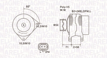 Alternator (14V, 120A) potrivit OPEL ASTRA H, ASTRA H CLASSIC, ASTRA H GTC, SIGNUM, VECTRA C, VECTRA C GTS, ZAFIRA B, ZAFIRA B/MINIVAN 1.6/1.6LPG/1.8 07.05- [2]