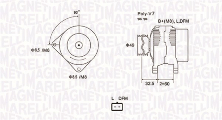 Alternator (14V, 125A) NISSAN PRIMERA; RENAULT GRAND SCENIC II, GRAND SCENIC III, MEGANE II, MEGANE III, SCENIC II 1.9D/2.0 dupa 2002