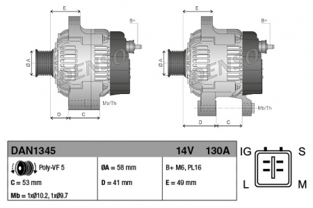 Alternator (14V, 130A) TOYOTA AVENSIS VERSO, PREVIA, RAV 4 II 2.0D intre 2001-2006 [2]