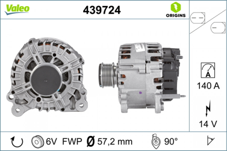 Alternatoare Electromotoare - Alternator potrivit AUDI A1, A3, A4 ALLROAD B8, A4 B8, Q3, TT; SEAT ALHAMBRA, ALTEA, ALTEA XL, LEON, TOLEDO IV; SKODA FABIA II, OCTAVIA II, RAPID, ROOMSTER 1.4-2.0D dupa 2003 - (14V, 140A)