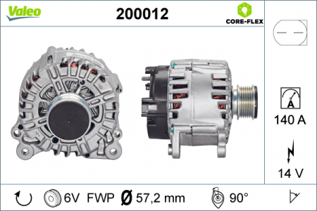 Alternatoare Electromotoare - Alternator potrivit AUDI A1, A3, A4 B6, A4 B7, A8 D4, Q3, TT; CHRYSLER SEBRING; DODGE AVENGER, CALIBER, JOURNEY; FORD GALAXY I; JEEP COMPASS, PATRIOT; SEAT ALHAMBRA 1.0-4.0 dupa 1995 - (14V, 140A)