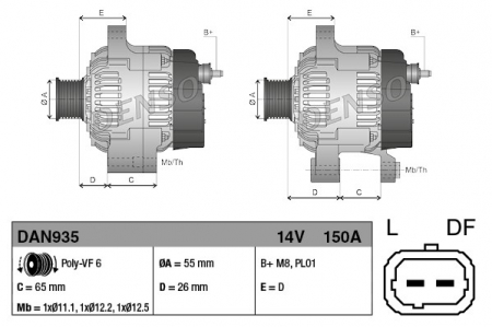 Alternator (14V, 150A) ALFA ROMEO 159, BRERA, SPIDER 3.2 intre 2005-2011 [2]