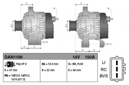 Alternator potrivit LAND ROVER DISCOVERY IV 2.7D dupa 2009 - (14V, 150A) [2]