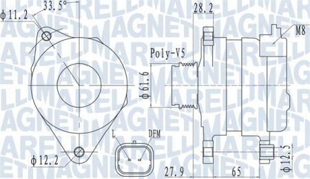 Alternator (14V, 150A) potrivit ALFA ROMEO 159; FIAT CROMA 2.4D 06.05-12.11