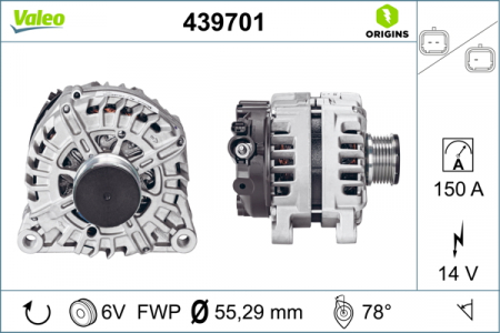 Alternator potrivit DS DS 3; CITROEN BERLINGO, BERLINGO MULTISPACE, BERLINGO/MINIVAN, C3 II, C3 PICASSO, C4, C4 AIRCROSS, C4 GRAND PICASSO I 1.4D/1.6D/2.0D dupa 2004 - (14V, 150A) [2]