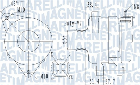 Alternator (14V, 150A) potrivit HYUNDAI GRAND SANTA FÉ, IX35, SANTA FÉ II, SANTA FÉ III; KIA CARNIVAL III, SORENTO II, SPORTAGE II 2.0D/2.2D 01.06-