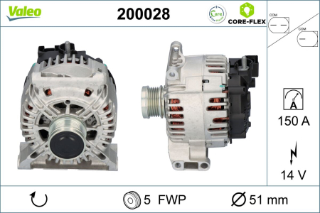 Alternator (14V, 150A) potrivit MERCEDES A (W169), B SPORTS TOURER (W245), C (W204) 2.0D/2.1D 09.04-06.12 [0]