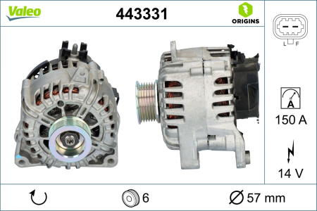 Alternator potrivit OPEL ASTRA K, INSIGNIA B, INSIGNIA B GRAND SPORT 1.5D/2.0D dupa 2019 (14V, 150A) [2]
