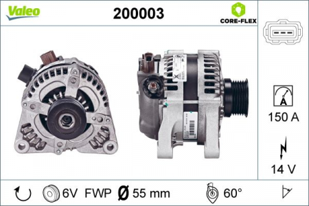 Alternator (14V, 150A) potrivit VOLVO C30, C70 II, S40 II, V50; FORD C-MAX, FIESTA V, FOCUS C-MAX, FOCUS II, FUSION, KUGA I 1.4/1.6D/2.0D 10.03-12.12 [0]