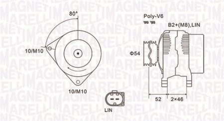 Alternatoare Electromotoare - Alternator potrivit VOLVO C30, S80 II, V40, V50; FORD B-MAX, C-MAX II, ECOSPORT, FIESTA VI, FOCUS III, FOCUS III/KOMBI, GALAXY II, GRAND C-MAX, MONDEO IV, MONDEO V 1.4D-2.0D dupa 2006 - (14V, 150A)