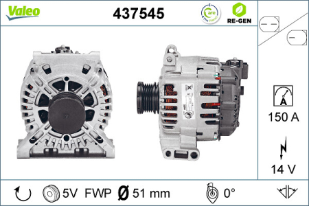 Alternator (14V, 150A, reconditionat) potrivit MERCEDES A (W169), B SPORTS TOURER (W245), C (W204) 2.0D/2.1D 09.04-06.12 [0]
