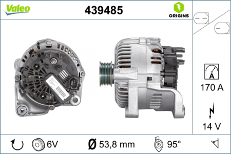 Alternator (14V, 170A) potrivit BMW 5 (E60), 5 (E61), 6 (E63), 6 (E64), 7 (E65, E66, E67) 2.0D/2.5D/3.0D 06.02-12.10 [0]