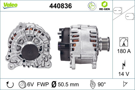Alternator potrivit AUDI A3, A6 C6; SEAT ALHAMBRA; SKODA KODIAQ I, OCTAVIA III, SUPERB III, YETI; VW ARTEON, CADDY ALLTRACK, CADDY ALLTRACK/MINIVAN, CADDY IV 1.4-2.0D dupa 2004 (14V, 180A) [2]