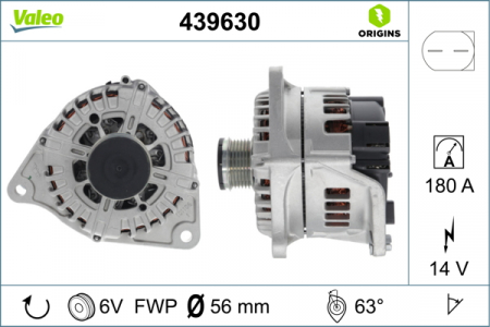 Alternator (14V, 180A) potrivit IVECO DAILY IV, DAILY V, DAILY VI; CITROEN JUMPER II; FIAT DUCATO; PEUGEOT BOXER 2.3D/3.0CNG/3.0D 04.06-