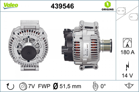 Alternator (14V, 180A) potrivit MERCEDES C T-MODEL (S203), C T-MODEL (S204), C (W203), C (W204), CLK (A209), CLK (C209), CLS (C218), E (A207), E (C207), E T-MODEL (S211) 2.0D-4.0D 09.03- [2]
