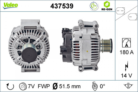 Alternator (14V, 180A) potrivit MERCEDES C T-MODEL (S203), C T-MODEL (S204), C (W203), C (W204), CLK (A209), CLK (C209), CLS (C218), E (A207), E (C207), E T-MODEL (S211) 2.0D-4.0D 09.03- [0]
