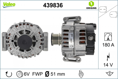 Alternator (14V, 180A) potrivit MERCEDES SPRINTER 3,5-T (B906), SPRINTER 3-T (B906), SPRINTER 4,6-T (B906), SPRINTER 5-T (B906), VIANO (W639), VITO / MIXTO (W639), VITO (W639) 1.8-3.5 09.03- [2]