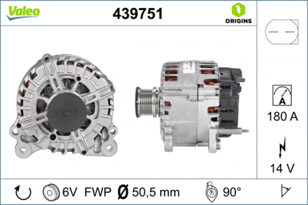 Alternatoare Electromotoare - Alternator potrivit SKODA SUPERB II; VW CRAFTER 30-35, CRAFTER 30-50, MULTIVAN T5, MULTIVAN T6, PASSAT B6, TRANSPORTER T5, TRANSPORTER T6 2.0D/3.2/3.6 2005-2019 - (14V, 180A)