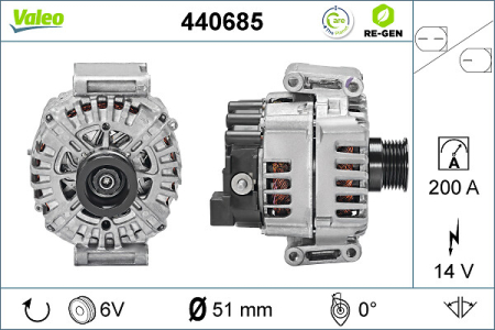 Alternator (14V, 200A) potrivit MERCEDES C (A205), C (C205), C T-MODEL (S205), C (W205), CLS (C218), CLS SHOOTING BRAKE (X218), E (A207), E (C207), E T-MODEL (S212), E (W212) 1.8-2.2D 06.06- [0]