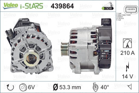 Alternatoare Electromotoare - Alternator potrivit DS DS 4 DS 5 DS 7; CITROEN C4 GRAND PICASSO II, C4 II, C4 PICASSO II, C4 SPACETOURER, C5 AIRCROSS, C5 III, DS4, DS5, GRAND C4 SPACETOURER, JUMPY III 2.0D dupa 2009 - (14V, 210A)