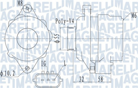 Alternator (14V, 75A) potrivit SUZUKI SWIFT III, WAGON R, WAGON R+ 1.0/1.3/1.5 07.03-