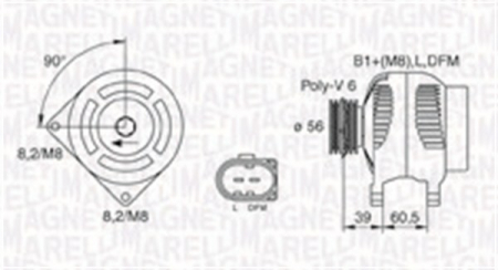 Alternator (14V, 90A) potrivit AUDI A3, ALLROAD C5; FORD GALAXY I; SEAT ALHAMBRA, CORDOBA, CORDOBA VARIO, IBIZA II, IBIZA III, IBIZA IV, IBIZA IV SC, INCA, LEON, TOLEDO II 1.4D-3.2 03.95- [0]
