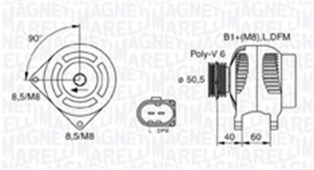 Alternator (14V, 90A) potrivit PEUGEOT 206; SEAT ALHAMBRA, AROSA, CORDOBA, CORDOBA VARIO, IBIZA II, IBIZA III, IBIZA IV, IBIZA IV SC, IBIZA IV ST, INCA; SKODA FABIA I 1.0-2.0 07.90-05.15 [0]