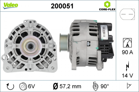 Alternatoare Electromotoare - Alternator potrivit SEAT CORDOBA, IBIZA III; SKODA FABIA I, FABIA I PRAKTIK, FABIA II, ROOMSTER, ROOMSTER PRAKTIK; VW POLO 1.2 2001-2015 - (14V, 90A)