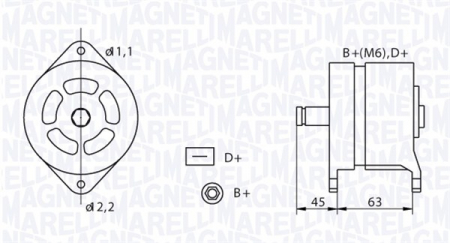 Alternator potrivit IVECO EUROCARGO I-III, M, P/PA, P/PA-HAUBENFAHRZEUGE, ZETA 8040.04.200-F4AE3681E 1979-2015 - (28V, 35A) [2]