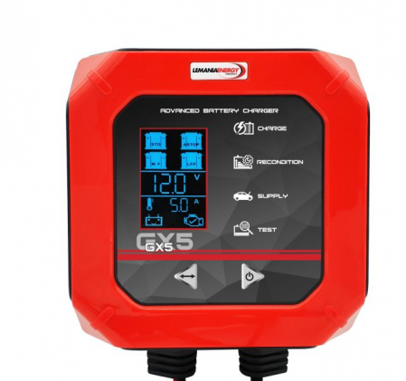 Accesorii auto - Aparat incarcat baterii auto GX5, voltaj incarcare: 12 V LEMANIA ENERGY, curent incarcare: 5A, alimentare: 230V, tip baterie: AGM/EFB/LiFePO4/VRLA/WET