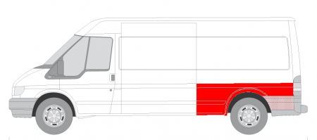 Panou lateral - Aripa spate potrivit FORD TRANSIT dupa 2000 - partea stanga inferioara, lungime 184mm, lungime 75mm