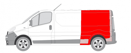 Panou lateral - Aripa spate stanga (deplin; model lung) potrivit NISSAN PRIMASTAR; OPEL VIVARO A; RENAULT TRAFIC II Autobuz 03.01-