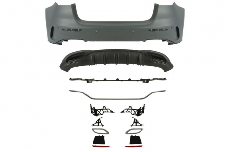 Bara (AMG STYLING, cu suporturi de montare; cu lamele; cu robinet, cu orificii pentru senzori de parcare, grunduit, cu un decupaj pentru teava de evacuare: nu) potrivit MERCEDES A-KLASA W177 Hatchback