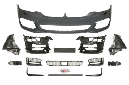 Bara fata cu gaura pentru radar, model pachet M, cu grile, cu locas proiector cu locas spalator de faruri, grunduit potrivit BMW Seria 5 G30, F90, 5 G31 2017-2020