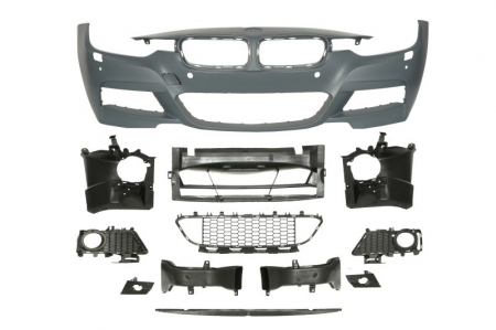 Bara (Fata, M-PAKIET, complet, cu orificii lampa ceata, spalator faruri, senzori parcare, grunduit) potrivit BMW 3 (F30 05.15-03.19