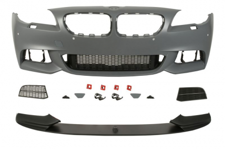 Bara - Bara fata potrivit BMW Seria 5 F10, 5 F11 2013-2017 - model pachet M cu grile, cu locas spalator de faruri, cu locas senzori parcare, grunduit