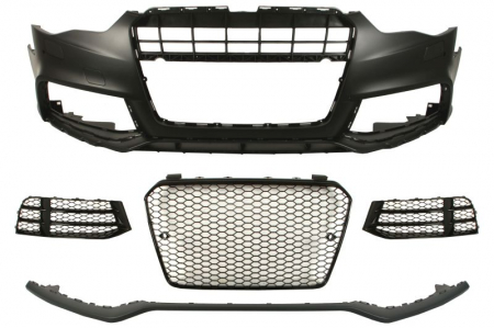 Bara - Bara fata potrivit AUDI A5 2011-2016 - RS5 Type, cu grile, cu locas spalator de faruri, cu locas senzori parcare, negru/grunduit