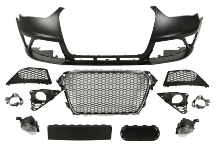 Bara - Bara fata potrivit AUDI A4 ALLROAD B8, A4 B8 2011-2016 - tip RS4 cu grile, cu locas proiector cu locas spalator de faruri, crom/negru/grunduit