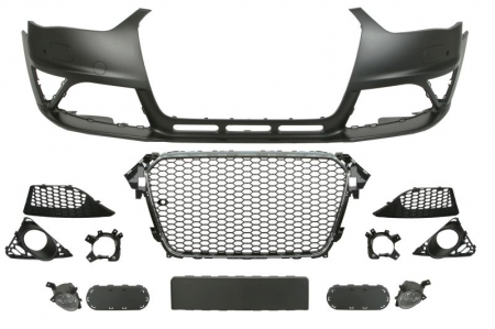 Bara - Bara fata potrivit AUDI A4 ALLROAD B8 - tip RS4 cu grile, cu locas proiector cu locas spalator de faruri, cu locas senzori parcare, crom/negru/grunduit