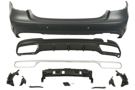 Bara spate model AMG cu intaritura; cu suporti montaj, cu locas senzori parcare, aluminiu/grunduit potrivit MERCEDES Clasa E T-MODEL S212 2013-2016