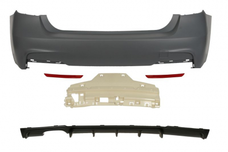 Piese Auto - Bara spate pachet M, complet, grunduit, cu iesire teava evacuare dubla BMW Seria 3 F30, F31, F80 SEDAN 1intre 2011-2019
