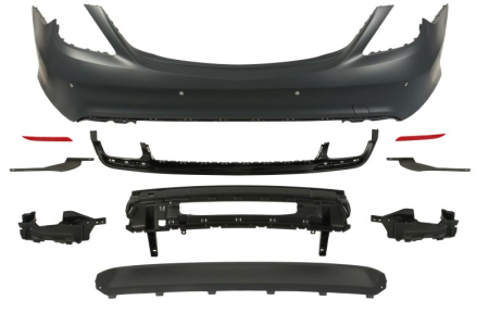 Bara - Bara Spate, pentru piata SUA, AMG, cu intarire; cu paranteze de montaj; cu valabilitate, cu gauri pentru senzorii de parcare, grund potrivit MERCEDES S W222, V222 05.13-04.17