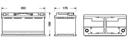 Electrice - Baterie EXIDE 12V 100Ah/900A START&STOP EFB (R+ Borna standard) 353x175x190 B13 - flansa montare 10.5 mm (Pornire)