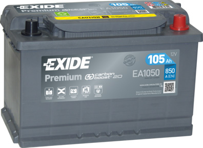 Electrice - Baterie EXIDE 12V 105Ah/850A PREMIUM (R+ Borna standard) 315x175x205 B13 - flansa montare 10.5 mm (Pornire)