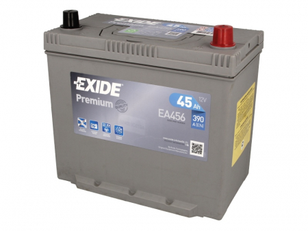 Electrice - Baterie EXIDE 12V 45Ah/390A PREMIUM (R+ borna subtire (vehicule japoneze) + Borna standard) 235x127x226 B01 - flansa montare 10.5 mm 
