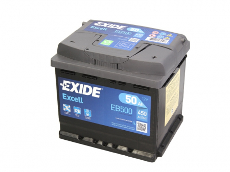 Electrice - Baterie EXIDE 12V 50Ah/450A EXCELL (R+ Borna standard) 207x175x190 B13 - flansa montare 10.5 mm 